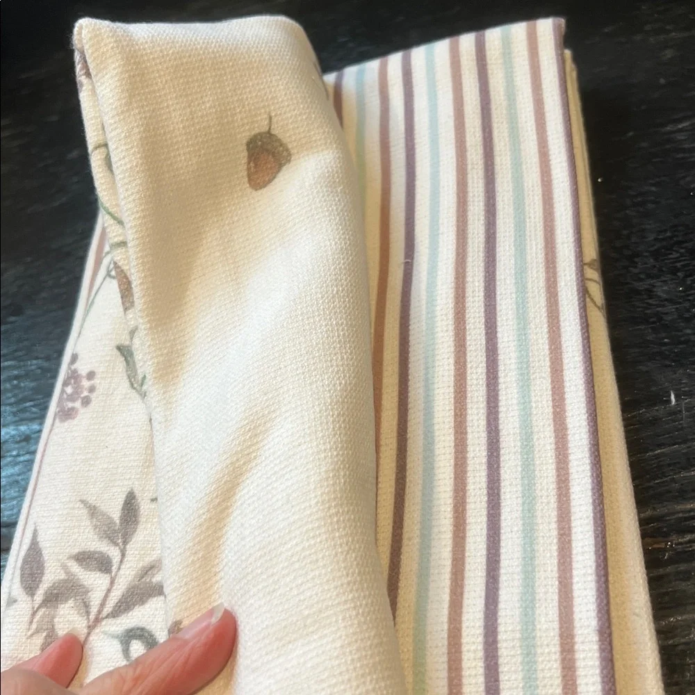 Cupcake & Cashmere Whimsical Pumpkin Kitchen Towels Cream/ Green & Purple 3 Pack